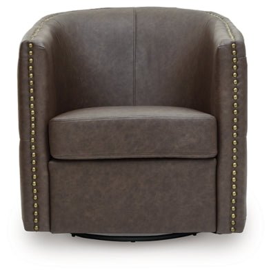 Brentlow Swivel Accent Chair - Dark Brown Swivel Chair modern furniture Contempo Furniture
