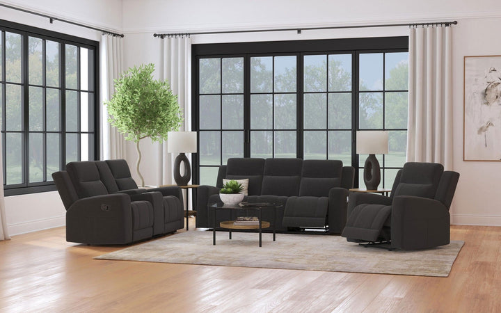 Brentwood - 3 Piece Upholstered Reclining Sofa Set - Dark Charcoal 3 - Piece Living Room Set modern furniture Contempo Furniture