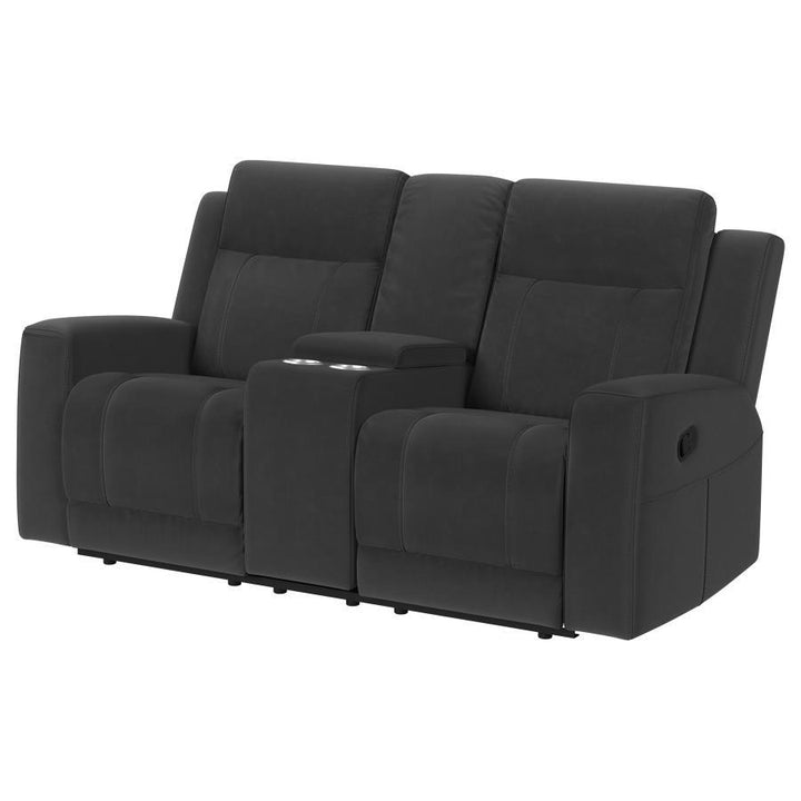 Brentwood - Upholstered Motion Reclining Loveseat - Dark Charcoal Reclining Loveseat modern furniture Contempo Furniture