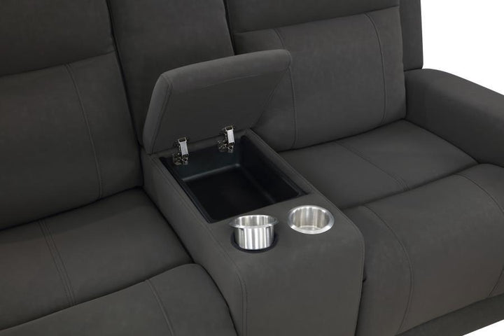 Brentwood - Upholstered Motion Reclining Loveseat - Dark Charcoal Reclining Loveseat modern furniture Contempo Furniture
