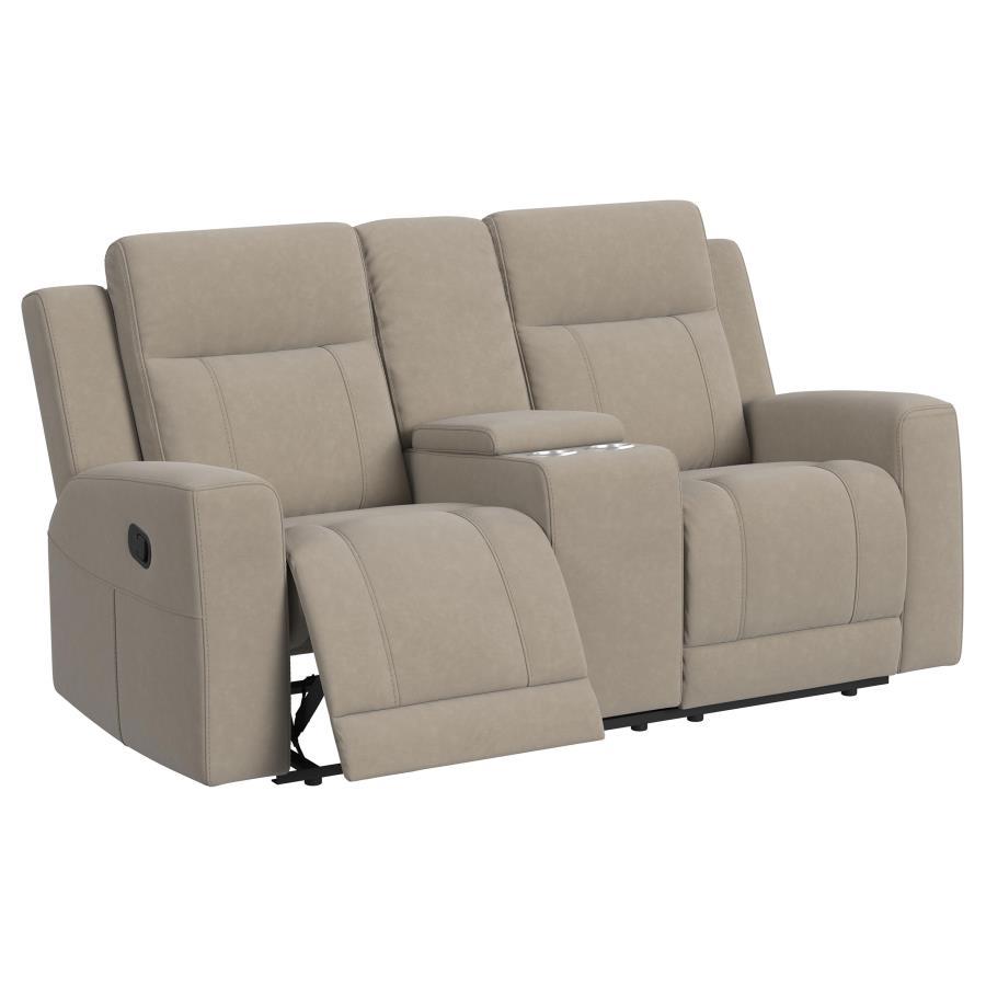 Brentwood - Upholstered Motion Reclining Loveseat - Taupe Reclining Loveseat modern furniture Contempo Furniture