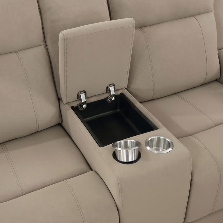 Brentwood - Upholstered Motion Reclining Loveseat - Taupe Reclining Loveseat modern furniture Contempo Furniture