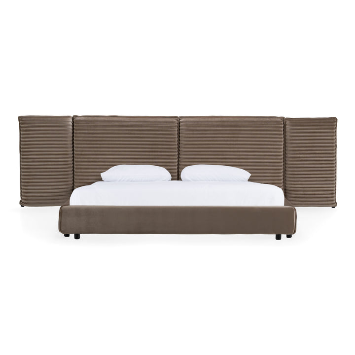 Breslow - Modern Dark Taupe Velvet Bed