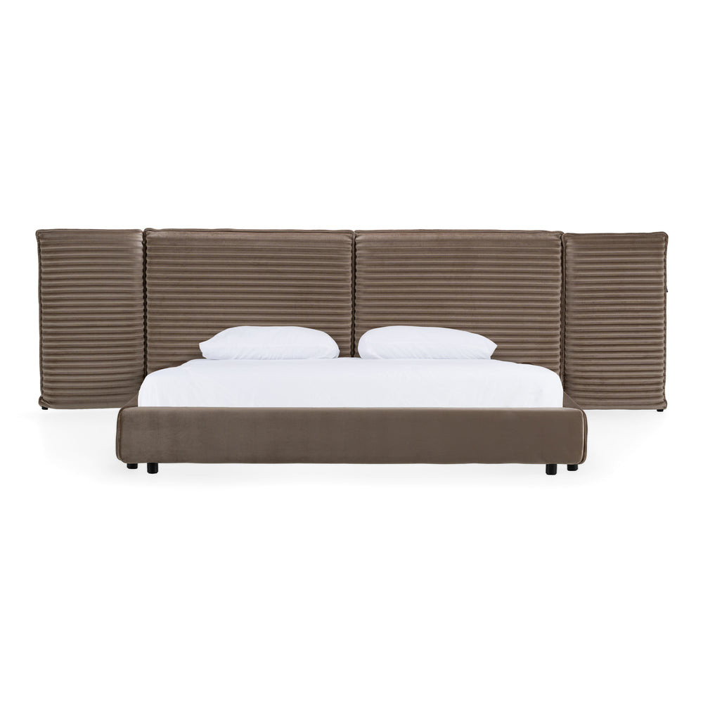 Breslow - Modern Dark Taupe Velvet Bed