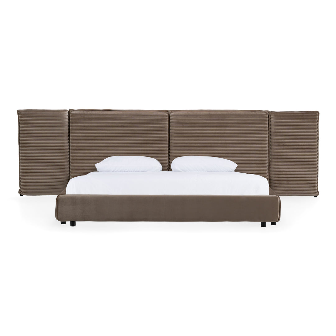 Breslow - Modern Dark Taupe Velvet Bed