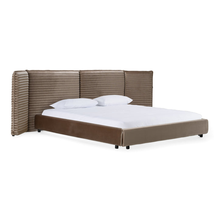 Breslow - Modern Dark Taupe Velvet Bed