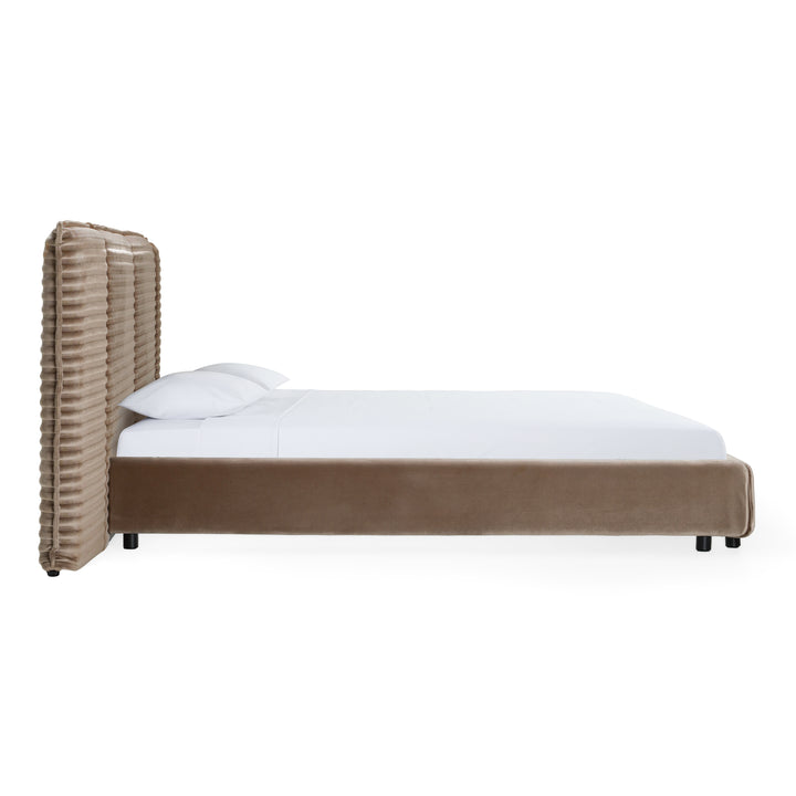 Breslow - Modern Dark Taupe Velvet Bed