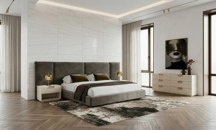 Breslow - Modern Dark Taupe Velvet Bed