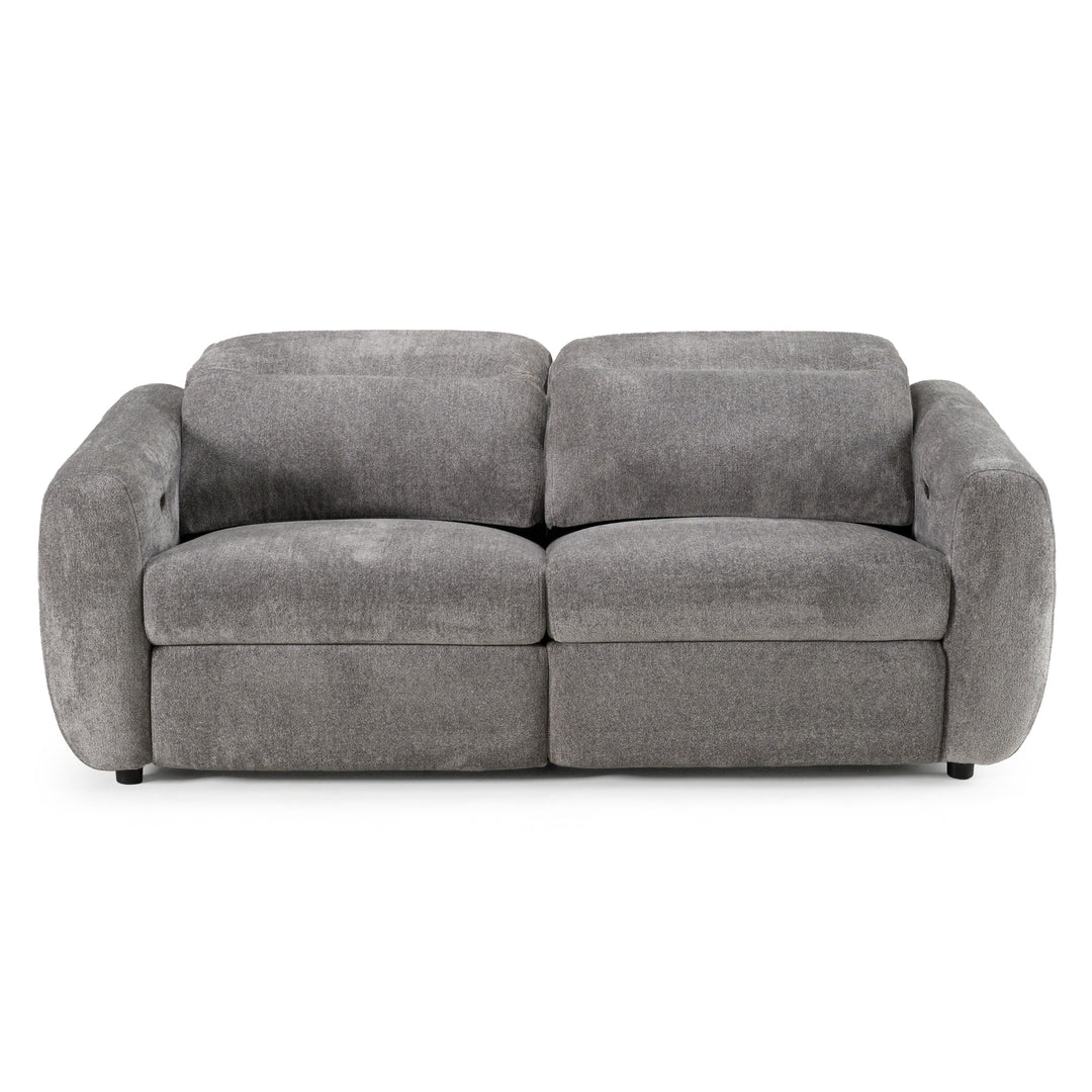 Brevig - Modern Grey Fabric Sofa with 2 Recliners