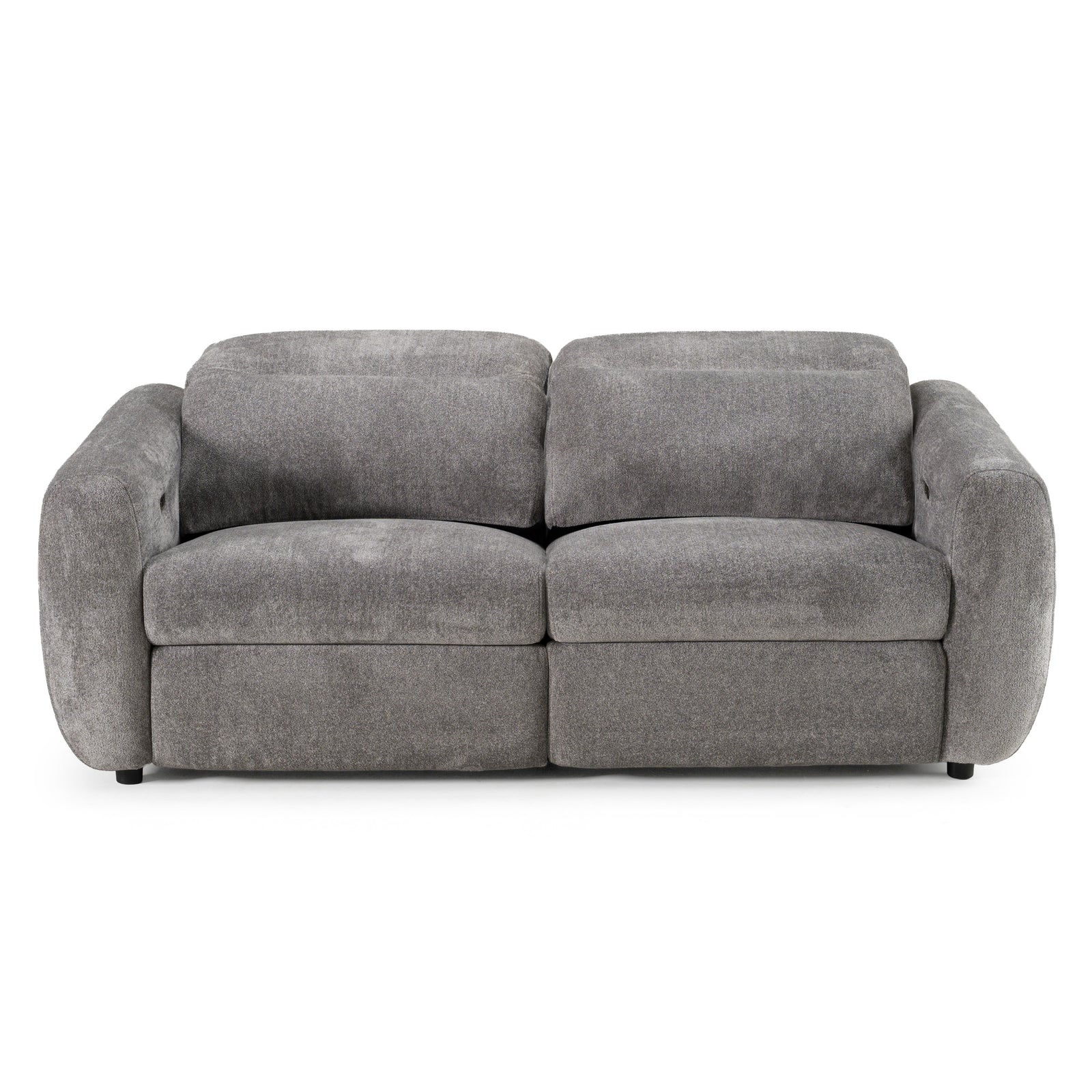 Brevig - Modern Grey Fabric Sofa with 2 Recliners