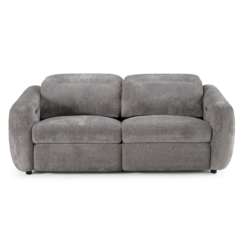 Brevig - Modern Grey Fabric Sofa w/ 2 Recliners