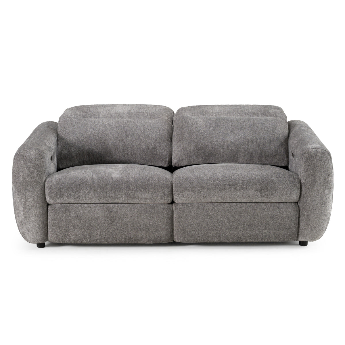 Brevig - Modern Grey Fabric Sofa w/ 2 Recliners