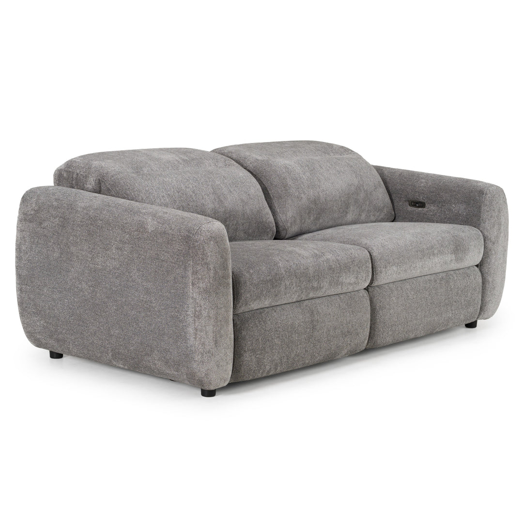 Brevig - Modern Grey Fabric Sofa with 2 Recliners
