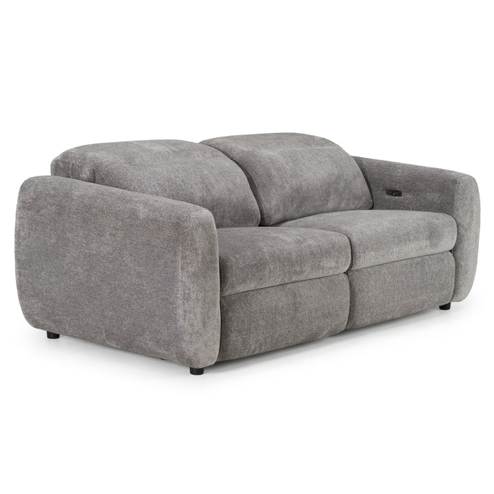 Brevig - Modern Grey Fabric Sofa with 2 Recliners