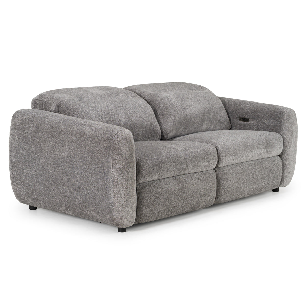 Brevig - Modern Grey Fabric Sofa w/ 2 Recliners - View 2