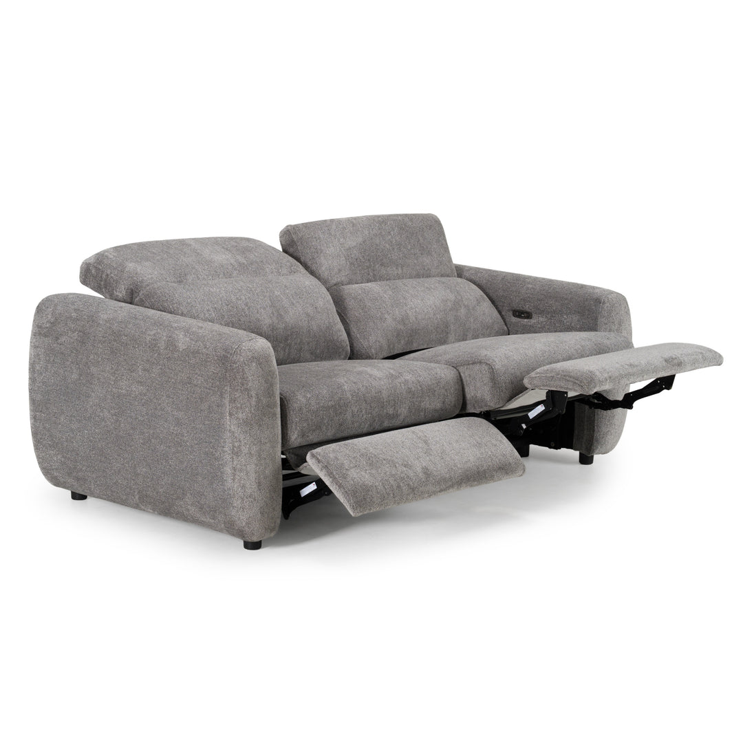 Brevig - Modern Grey Fabric Sofa with 2 Recliners