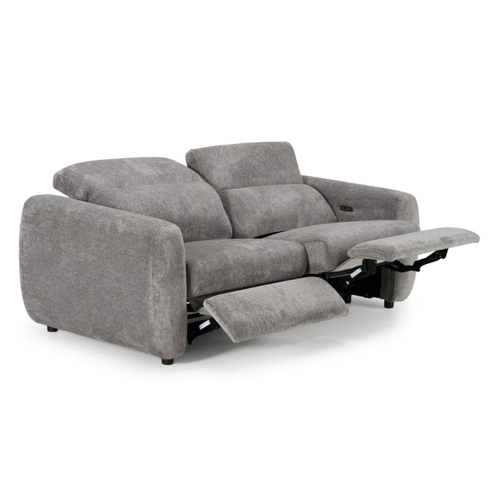 Brevig - Modern Grey Fabric Sofa with 2 Recliners