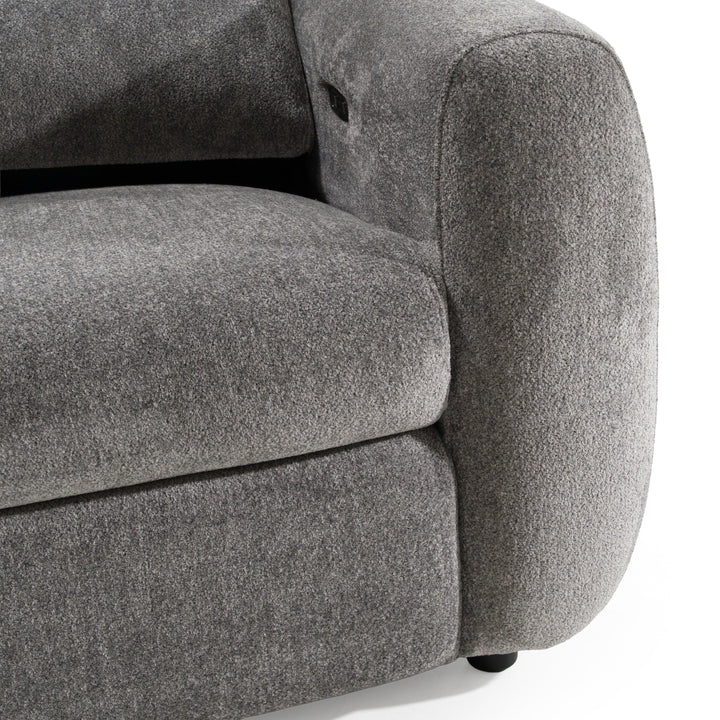 Brevig - Modern Grey Fabric Sofa with 2 Recliners