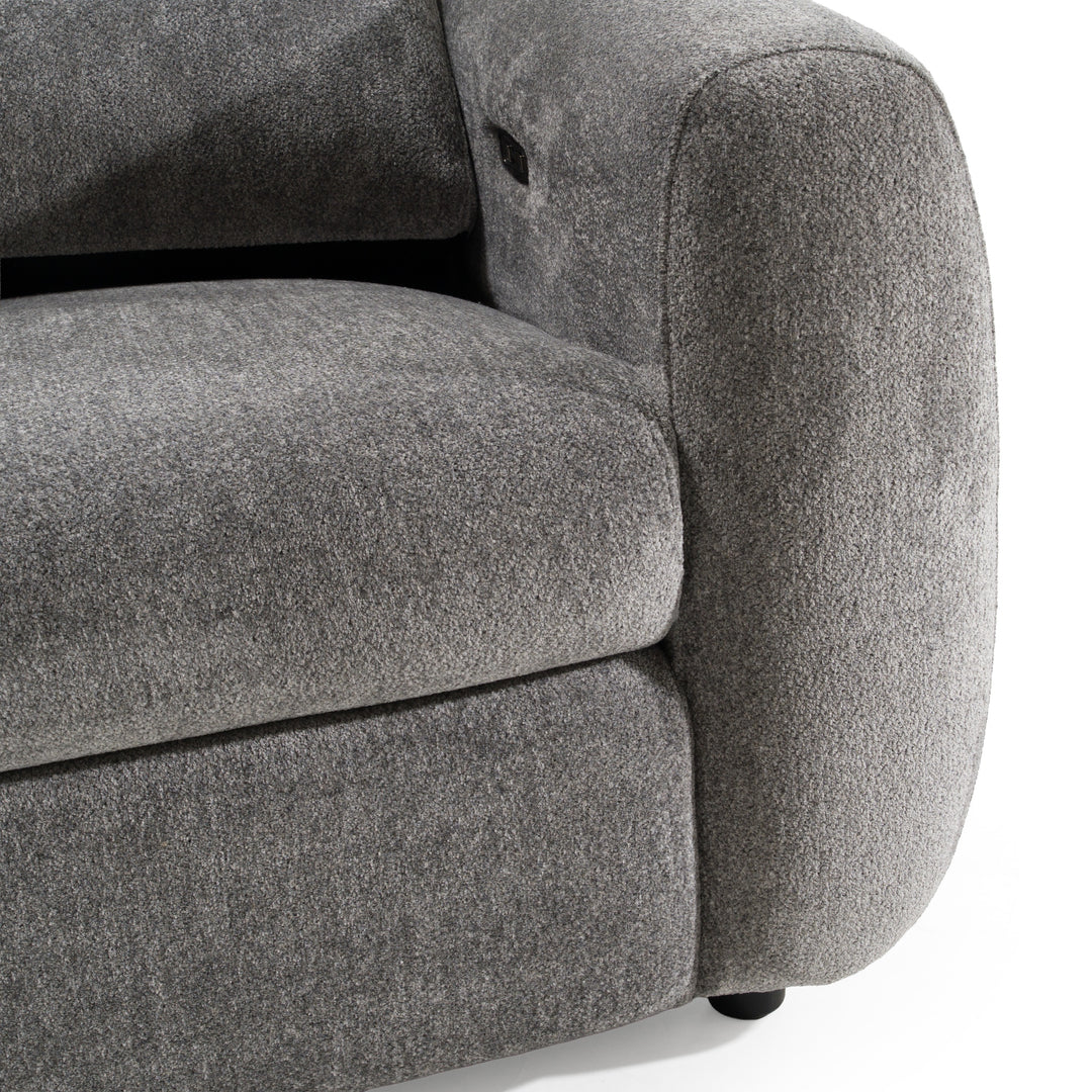 Brevig - Modern Grey Fabric Sofa with 2 Recliners