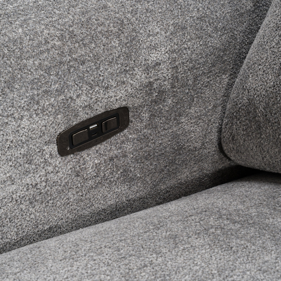 Brevig - Modern Grey Fabric Sofa with 2 Recliners