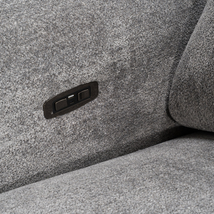 Brevig - Modern Grey Fabric Sofa with 2 Recliners