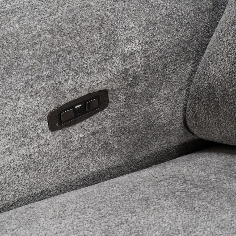 Brevig - Modern Grey Fabric Sofa w/ 2 Recliners - View 6