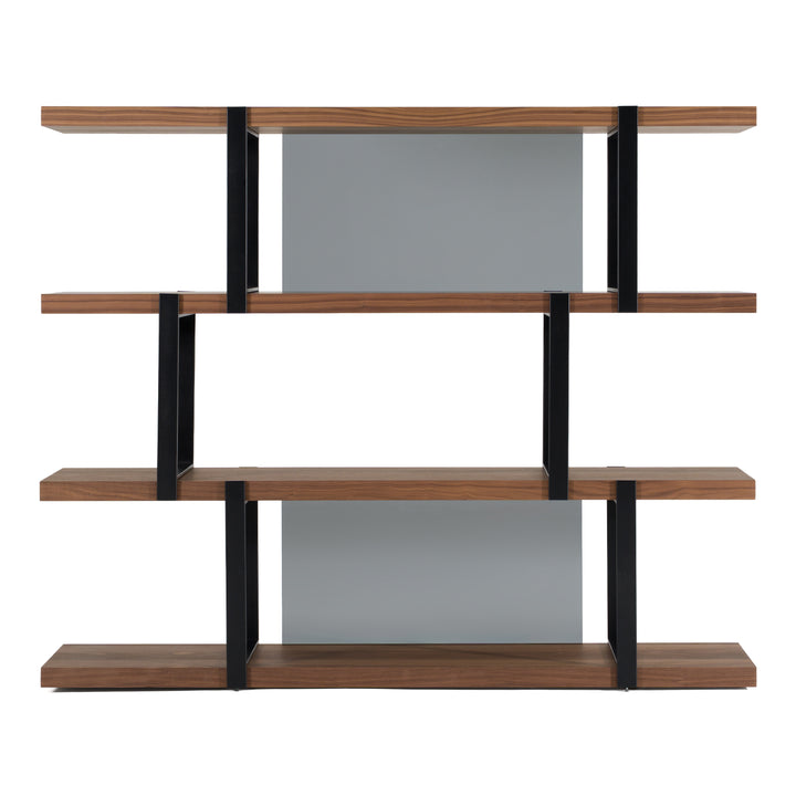 Brewer - Modern Walnut &amp; Black Bookshelf