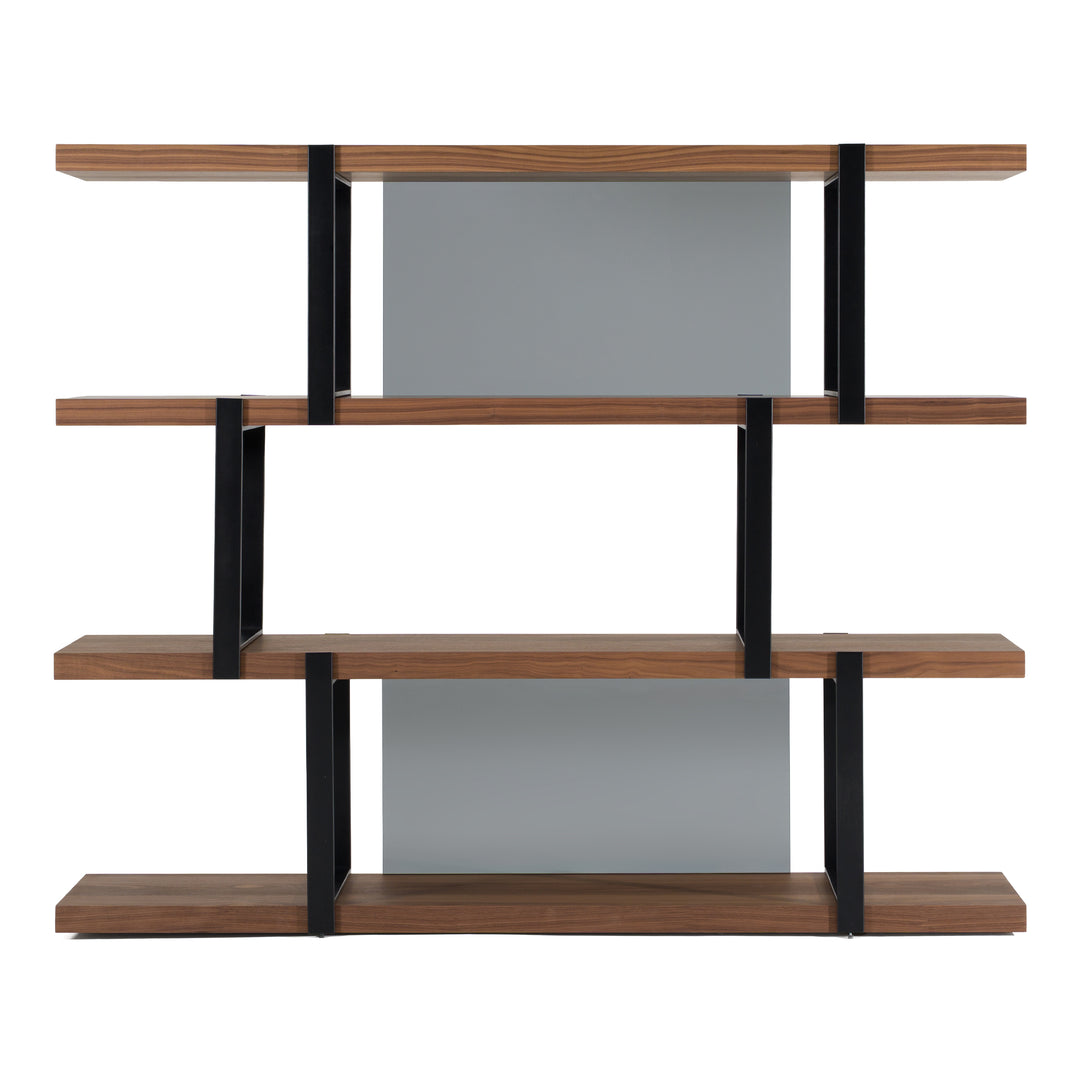 Brewer - Modern Walnut & Black Bookshelf