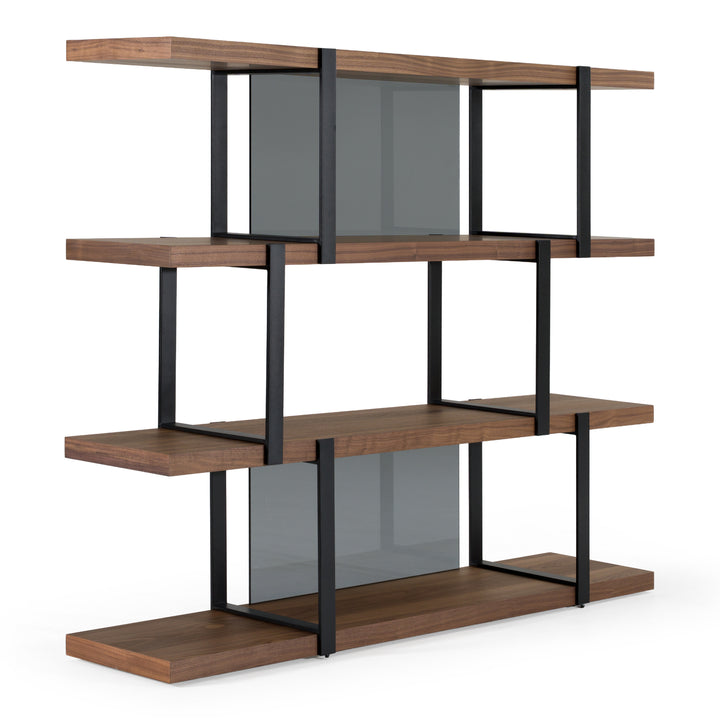 Brewer - Modern Walnut &amp; Black Bookshelf