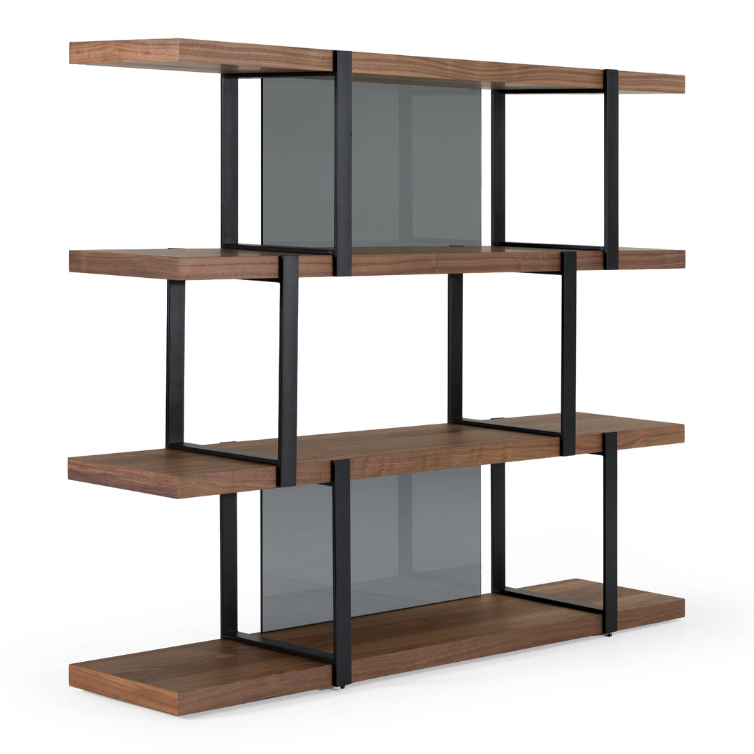 Brewer - Modern Walnut & Black Bookshelf
