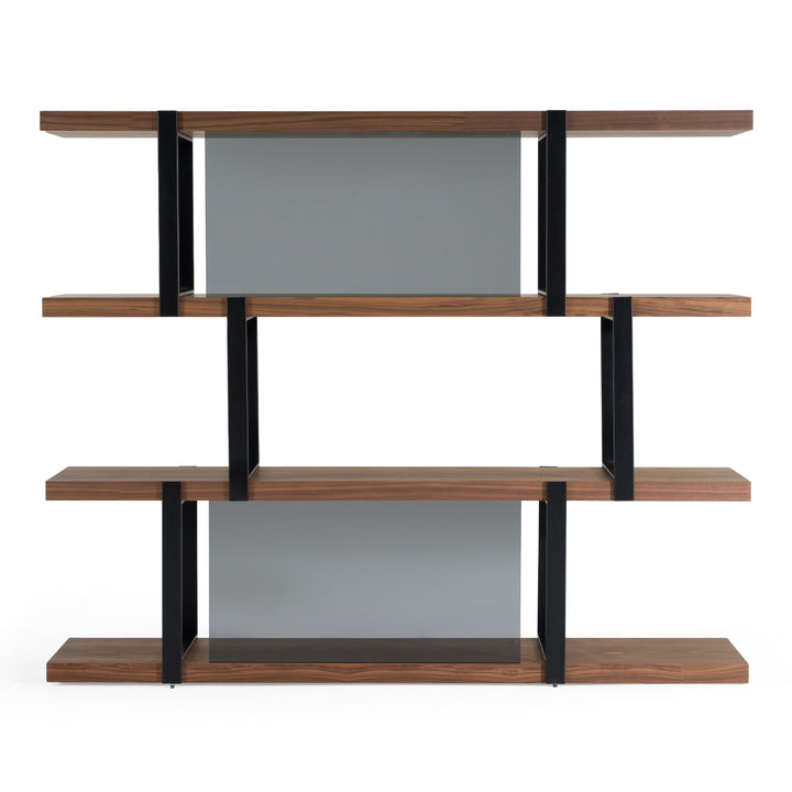 Brewer - Modern Walnut &amp; Black Bookshelf