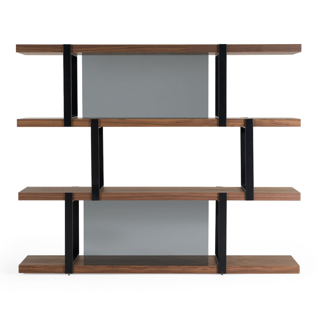 Brewer - Modern Walnut & Black Bookshelf