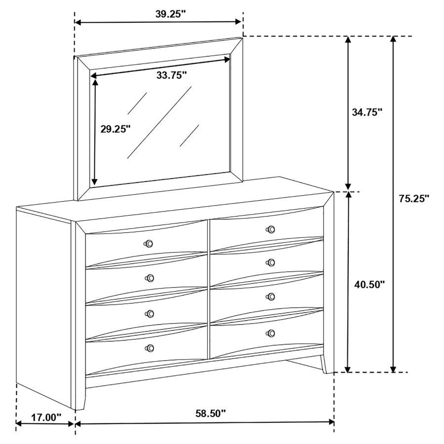Briana - 8 - Drawer Dresser With Mirror - Black Dresser & Mirror modern furniture Contempo Furniture