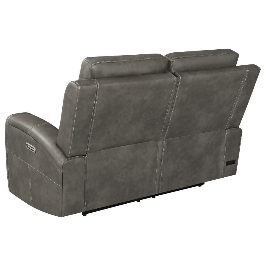 Brickston - 2 Piece Triple Power Reclining Sofa Set - Charcoal Reclining Sofa & Loveseat modern furniture Contempo Furniture