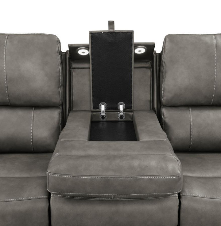 Brickston - 2 Piece Triple Power Reclining Sofa Set - Charcoal Reclining Sofa &amp; Loveseat modern furniture Contempo Furniture