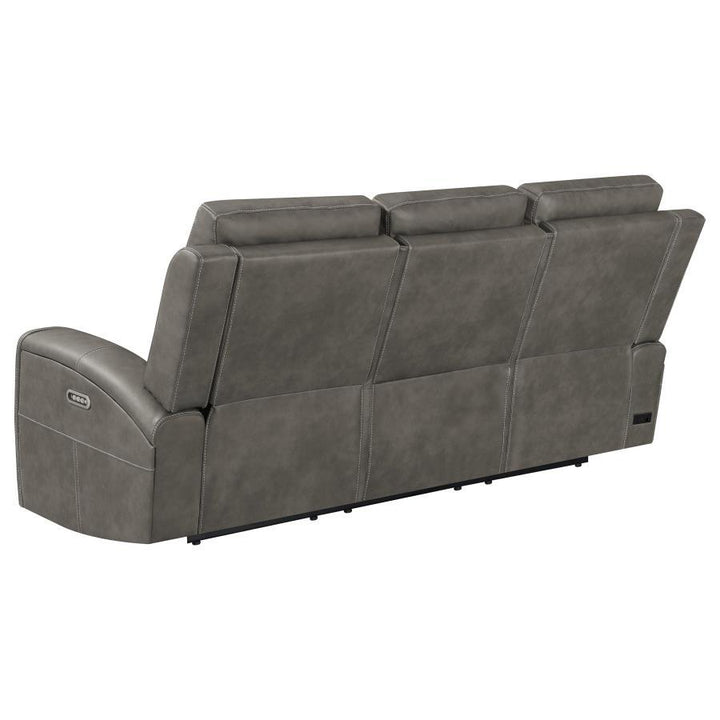 Brickston - 2 Piece Triple Power Reclining Sofa Set - Charcoal Reclining Sofa &amp; Loveseat modern furniture Contempo Furniture