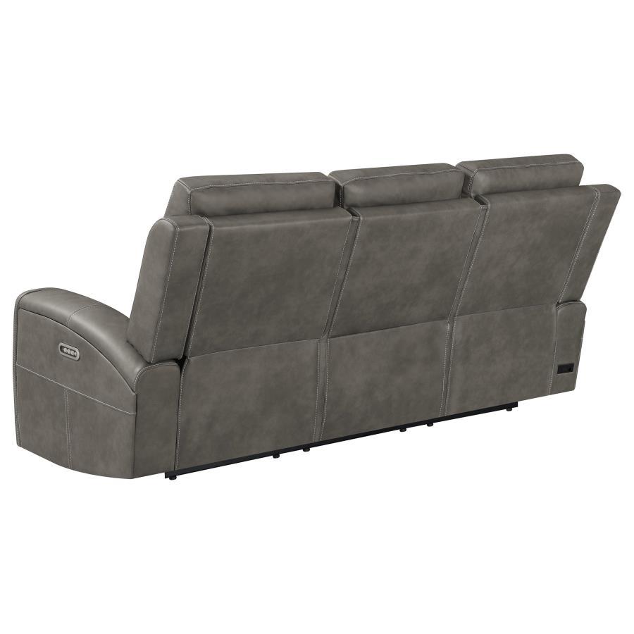 Brickston - 2 Piece Triple Power Reclining Sofa Set - Charcoal Reclining Sofa & Loveseat modern furniture Contempo Furniture