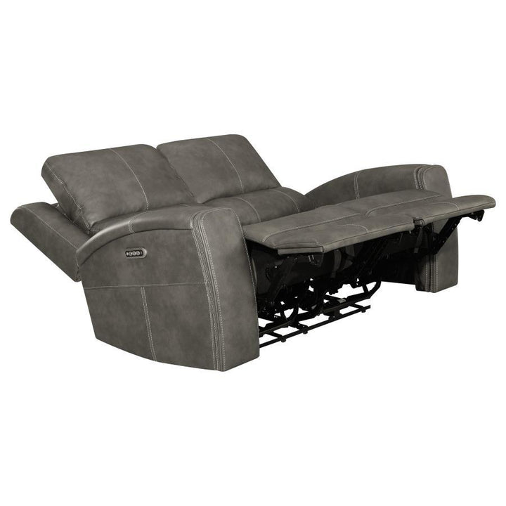 Brickston - 2 Piece Triple Power Reclining Sofa Set - Charcoal Reclining Sofa &amp; Loveseat modern furniture Contempo Furniture