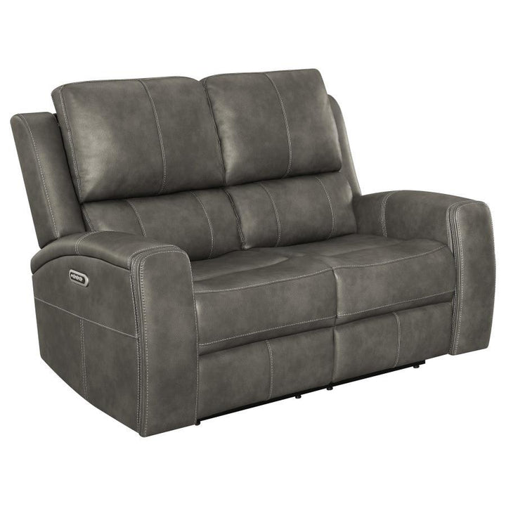 Brickston - 2 Piece Triple Power Reclining Sofa Set - Charcoal Reclining Sofa &amp; Loveseat modern furniture Contempo Furniture