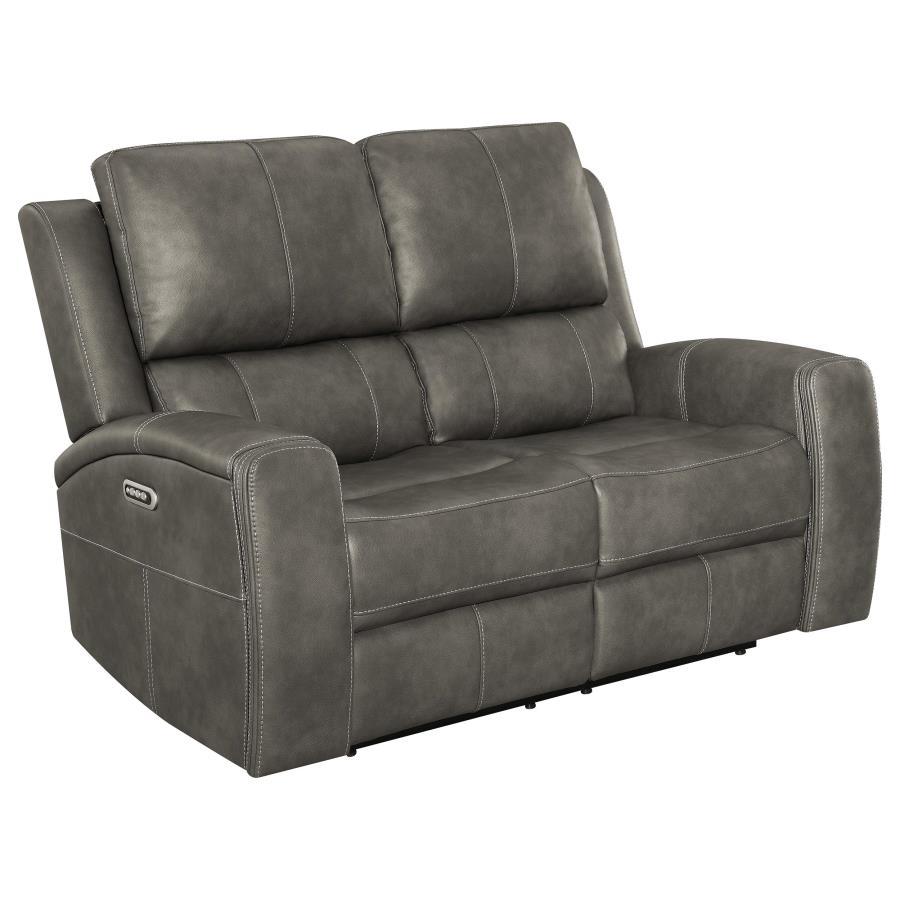 Brickston - 2 Piece Triple Power Reclining Sofa Set - Charcoal Reclining Sofa & Loveseat modern furniture Contempo Furniture