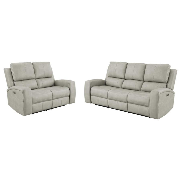 Brickston 2 - Piece Triple Power Reclining Sofa Set - Gray Reclining Sofa &amp; Loveseat modern furniture Contempo Furniture