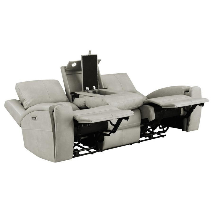 Brickston - 2 Piece Triple Power Reclining Sofa Set - Gray Reclining Sofa &amp; Loveseat modern furniture Contempo Furniture
