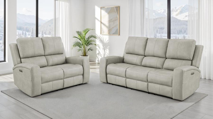 Brickston 2 - Piece Triple Power Reclining Sofa Set - Gray Reclining Sofa &amp; Loveseat modern furniture Contempo Furniture