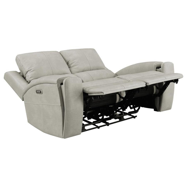 Brickston - 2 Piece Triple Power Reclining Sofa Set - Gray Reclining Sofa &amp; Loveseat modern furniture Contempo Furniture