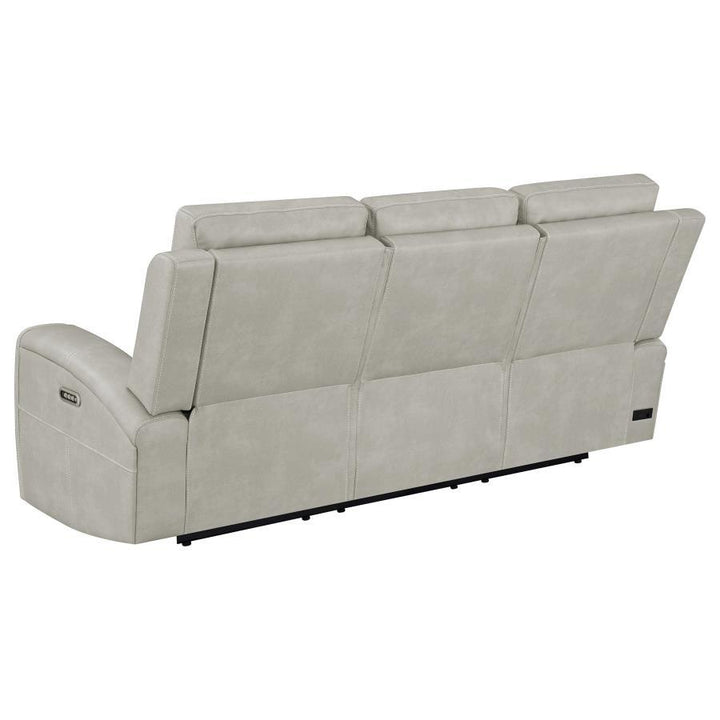 Brickston - 2 Piece Triple Power Reclining Sofa Set - Gray Reclining Sofa &amp; Loveseat modern furniture Contempo Furniture