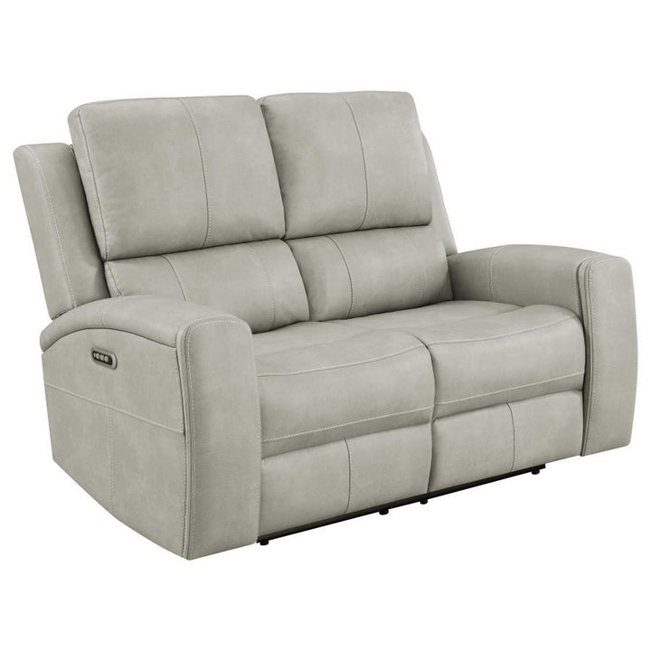 Brickston - 2 Piece Triple Power Reclining Sofa Set - Gray Reclining Sofa &amp; Loveseat modern furniture Contempo Furniture