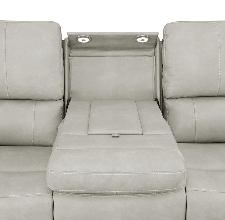Brickston - 2 Piece Triple Power Reclining Sofa Set - Gray Reclining Sofa &amp; Loveseat modern furniture Contempo Furniture