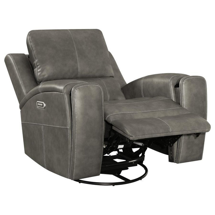 Brickston - 3 Piece Triple Power Reclining Sofa Set - Charcoal 3 - Piece Living Room Set modern furniture Contempo Furniture