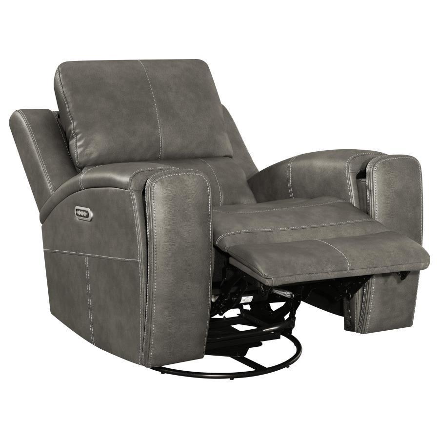 Brickston - 3 Piece Triple Power Reclining Sofa Set - Charcoal 3 - Piece Living Room Set modern furniture Contempo Furniture