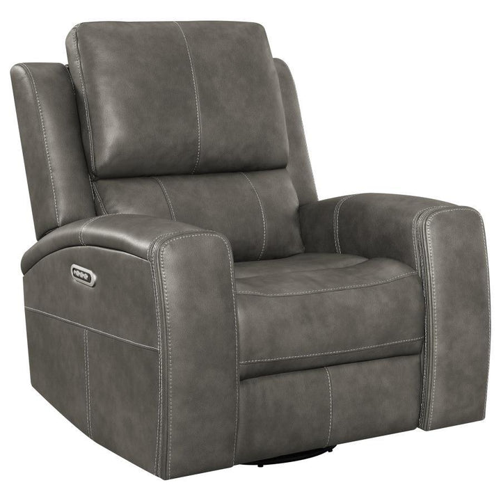 Brickston - 3 Piece Triple Power Reclining Sofa Set - Charcoal 3 - Piece Living Room Set modern furniture Contempo Furniture